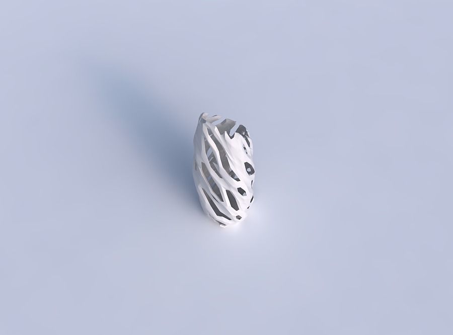 Vase twisted bent hexagon with faceted cuts 3D print model_1