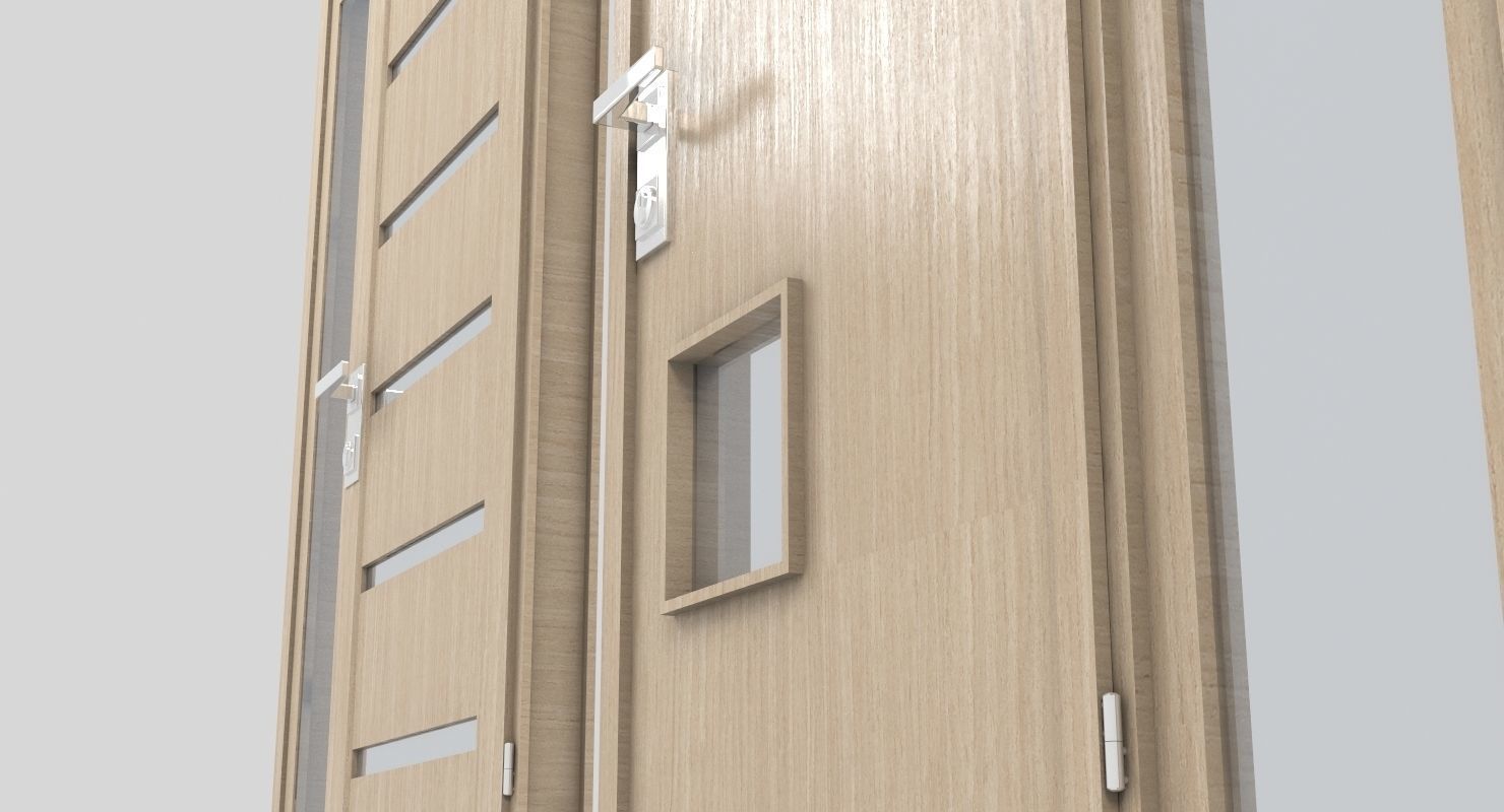 Door collection three doors Low-poly 3D model_12