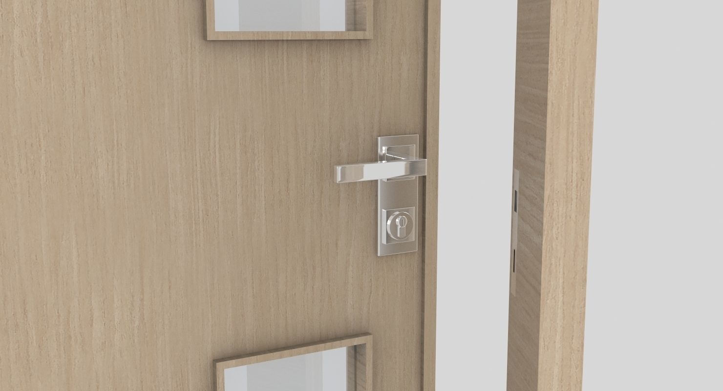 Door collection three doors Low-poly 3D model_10