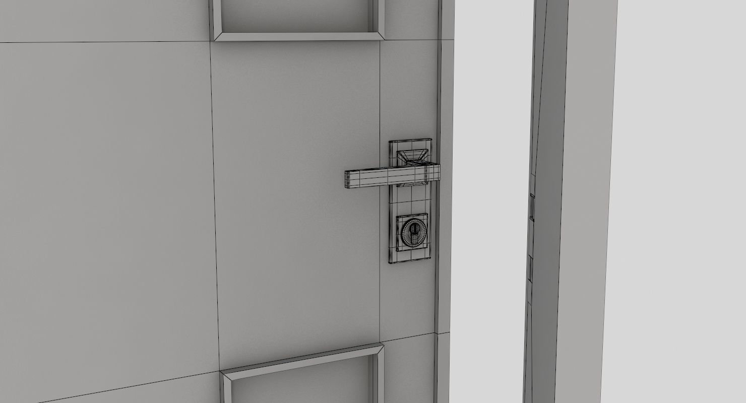 Door collection three doors Low-poly 3D model_16