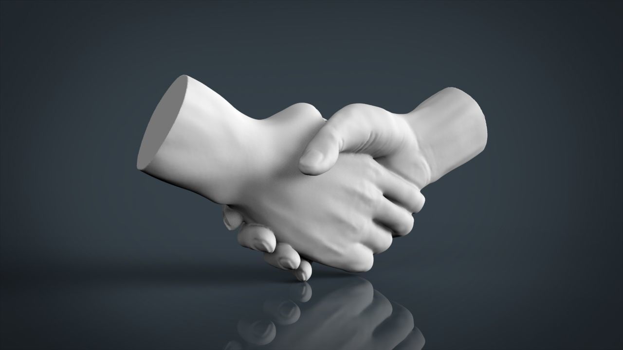 shake hands  3D print model_2
