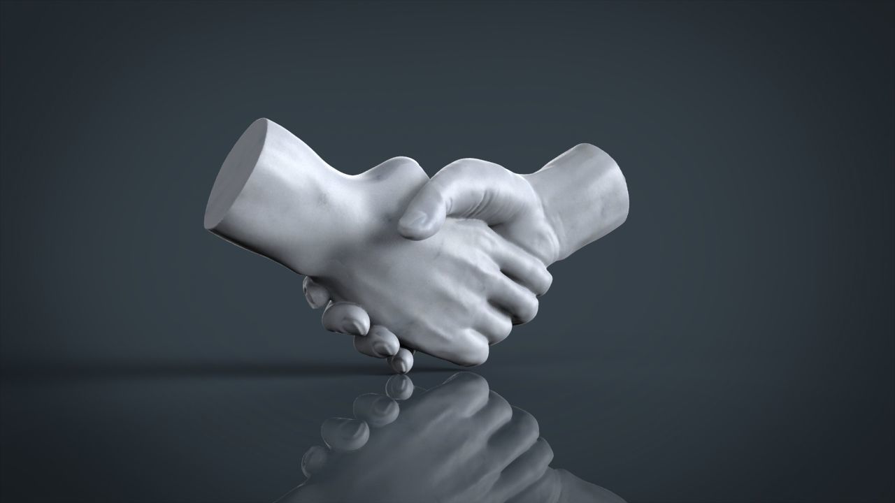 shake hands  3D print model_3