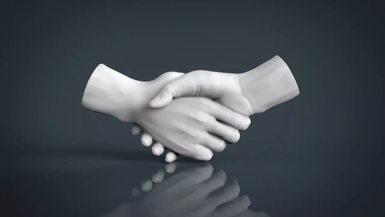 shake hands  3D print model_0