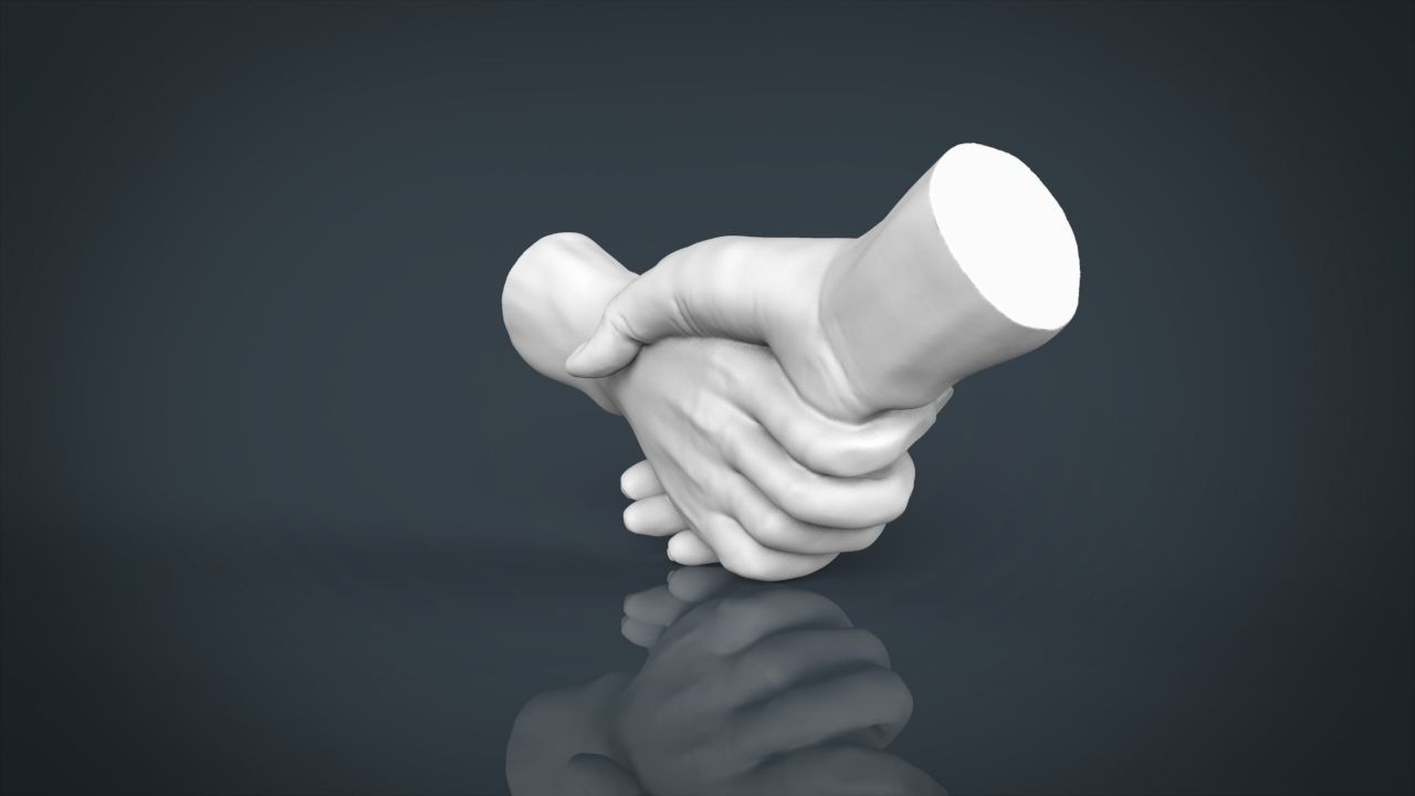 shake hands  3D print model_4