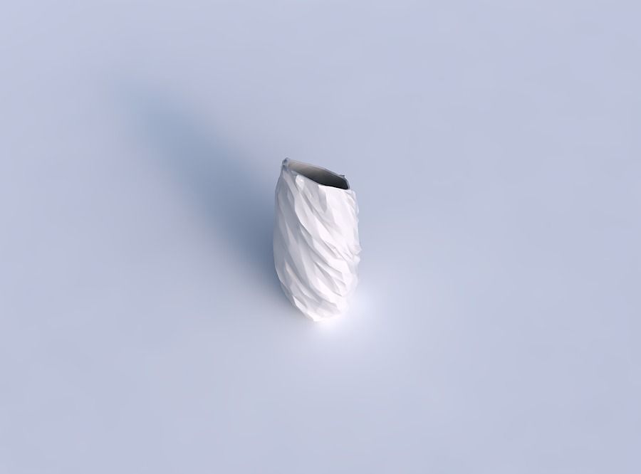 Vase twisted bent hexagon with low-polygon bulges 3D print model_1