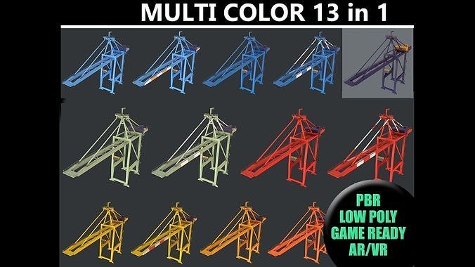 PBR Quayside Container Crane - Multi Color Pack 3D Model Collection