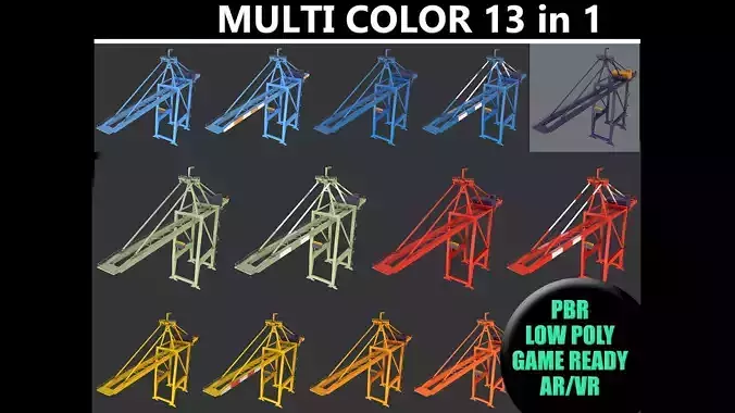 PBR Quayside Container Crane - Multi Color Pack 3D Model Collection