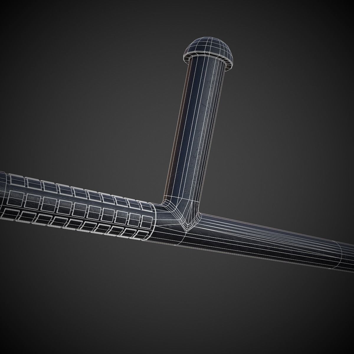 Tonfa metal bar Low-poly 3D model_3