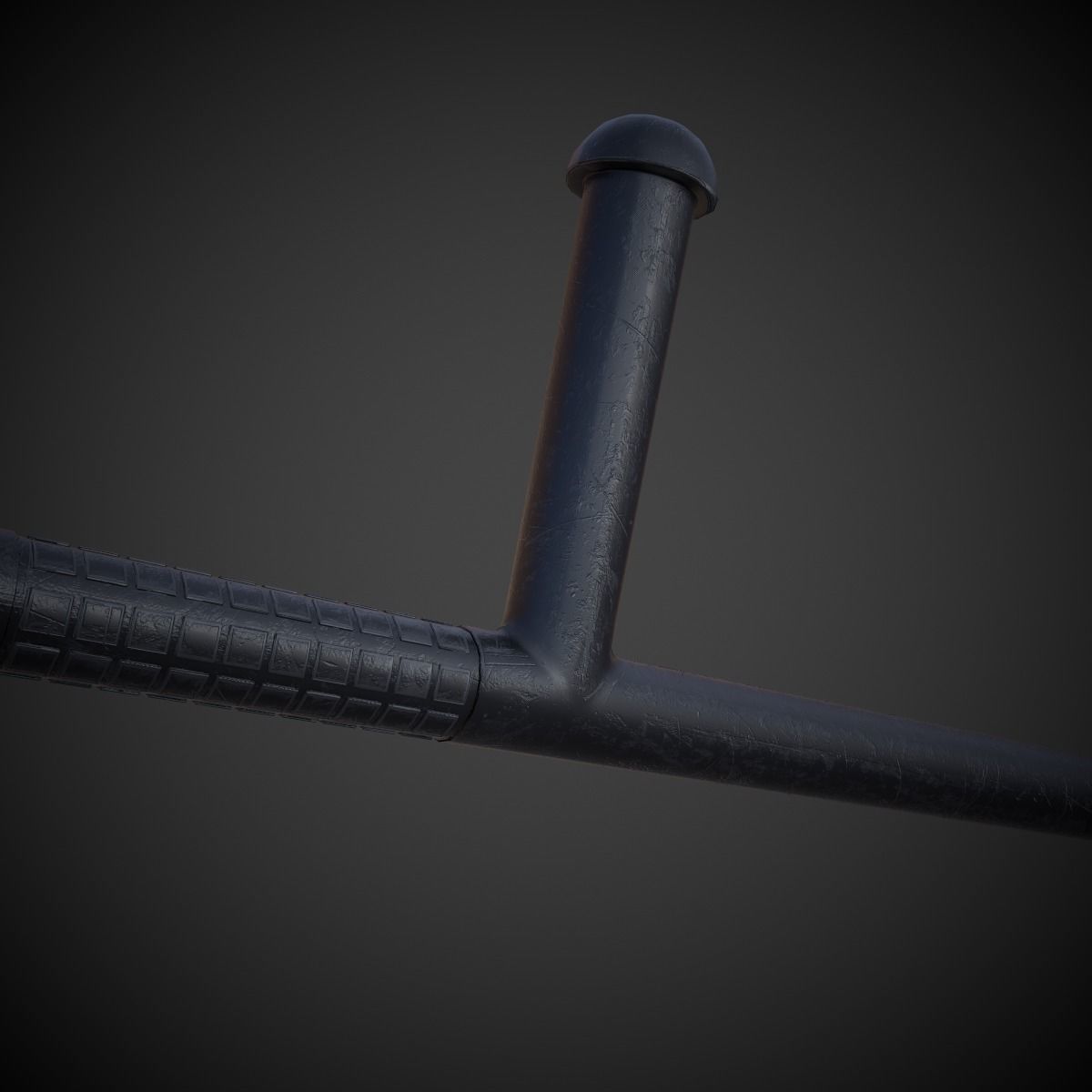 Tonfa metal bar Low-poly 3D model_2