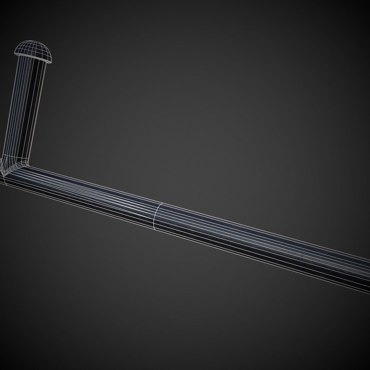 Tonfa metal bar Low-poly 3D model_1