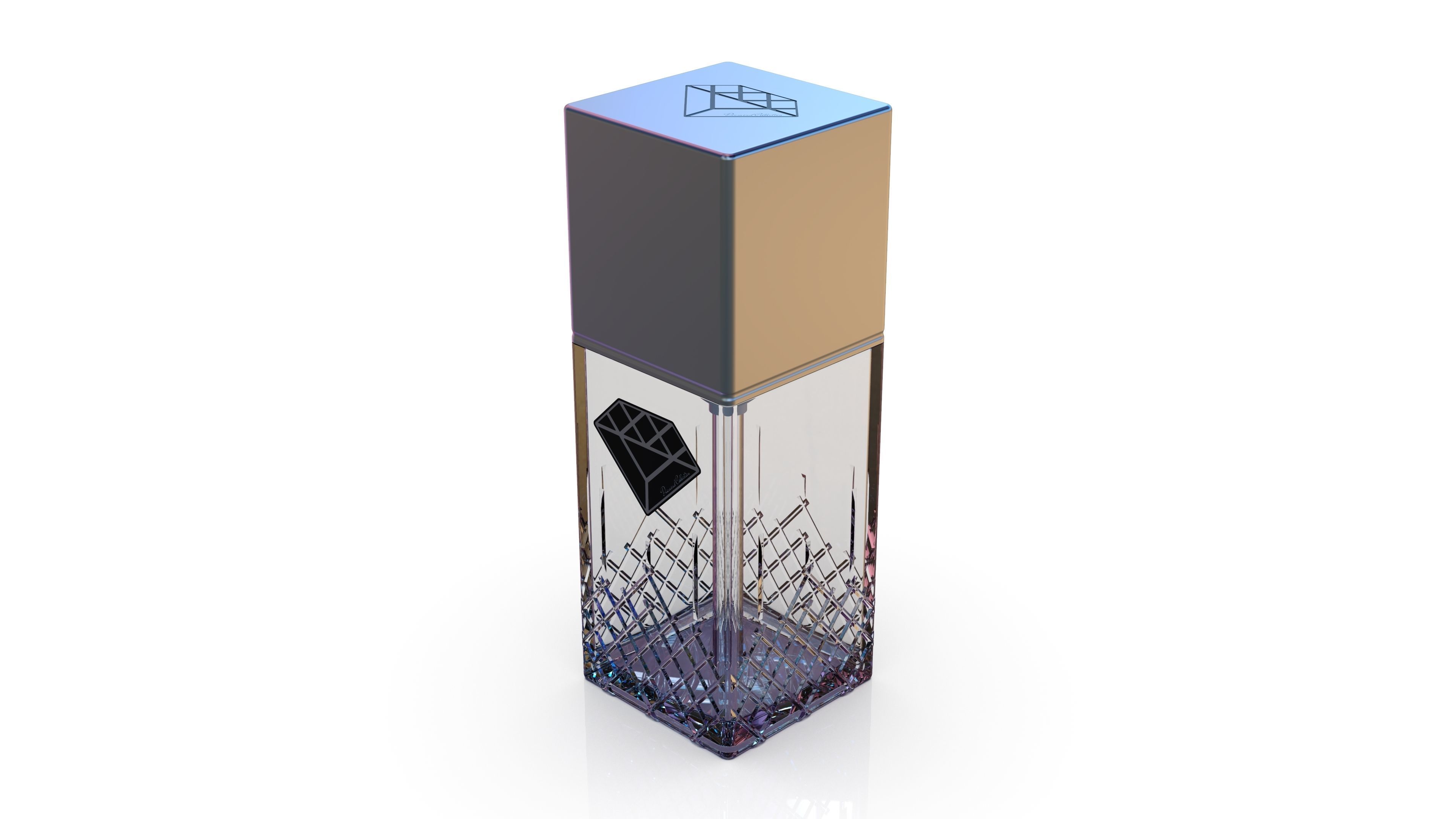 Diamond cosmetics bottle - 42x42 mm - V - 90 mL