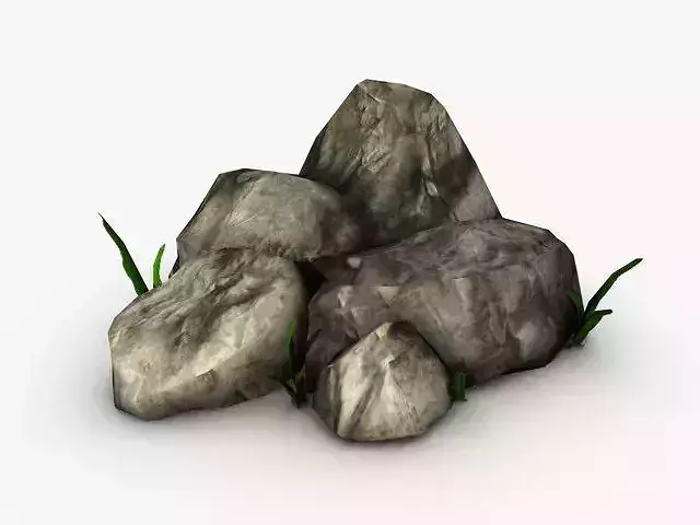 Rocks with small plants 3D model
