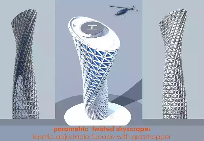 Parametric Twisted Skyscraper with Grasshopper 3D model
