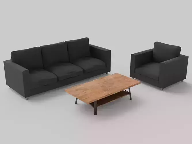 Simplistic Couch Chair and Coffee Table Set