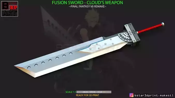 Fusion Sword Cloud - Final Fantasy VII remake 3D print model