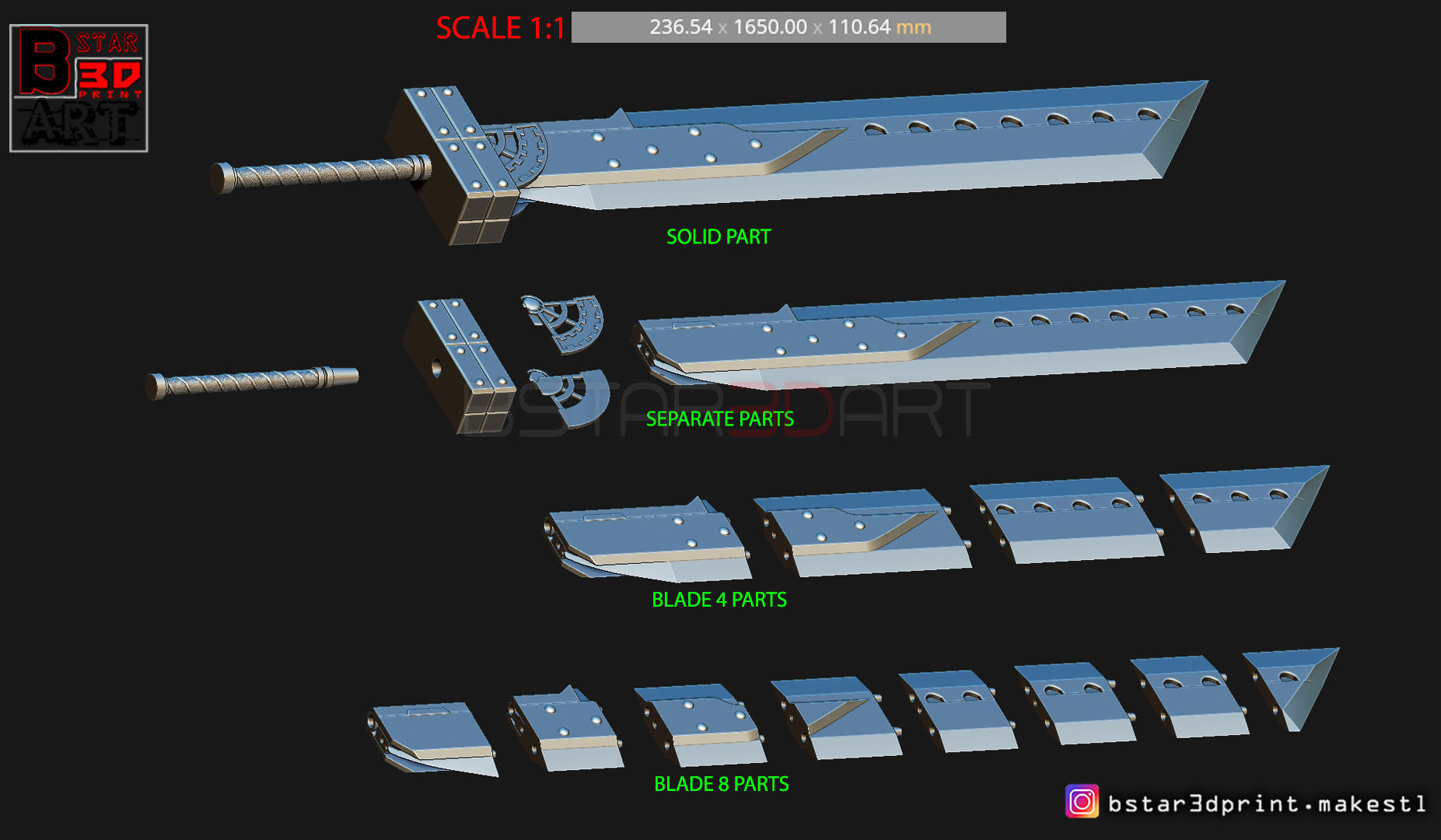 Fusion Sword Cloud - Final Fantasy VII remake 3D print model_22