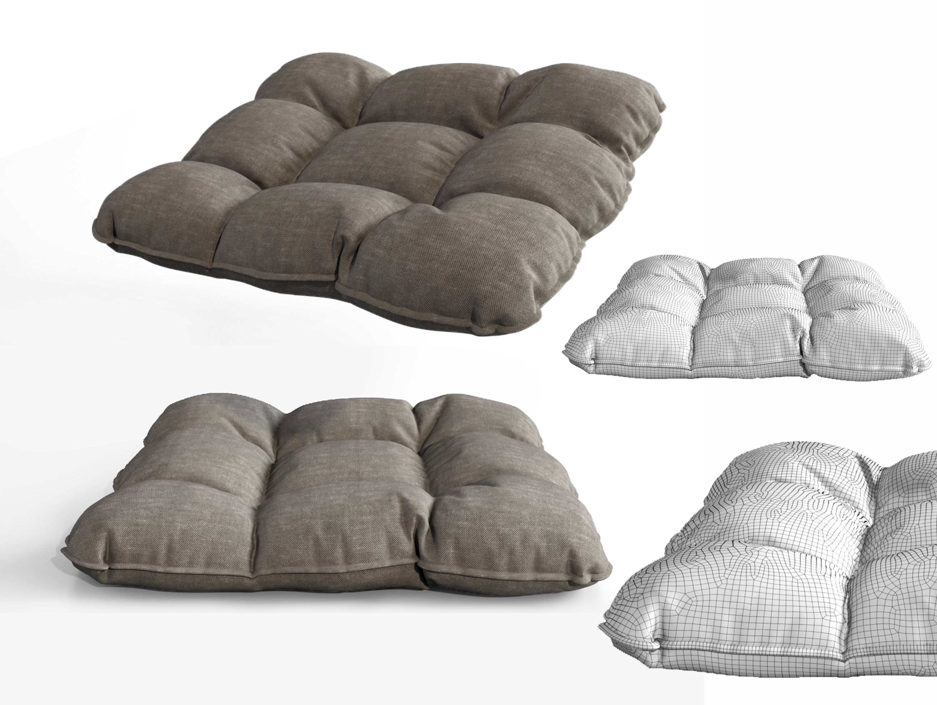 4 buttons soft pillow cushion chair pad 3D model_4