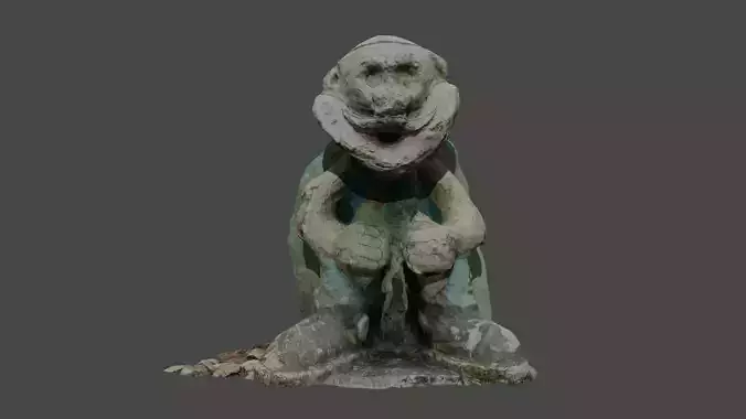 Statue of an old man with a bag