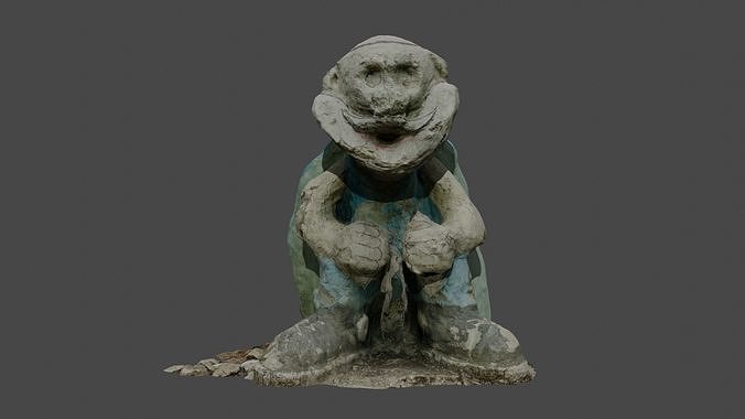 Statue of an old man with a bag Low-poly 3D model