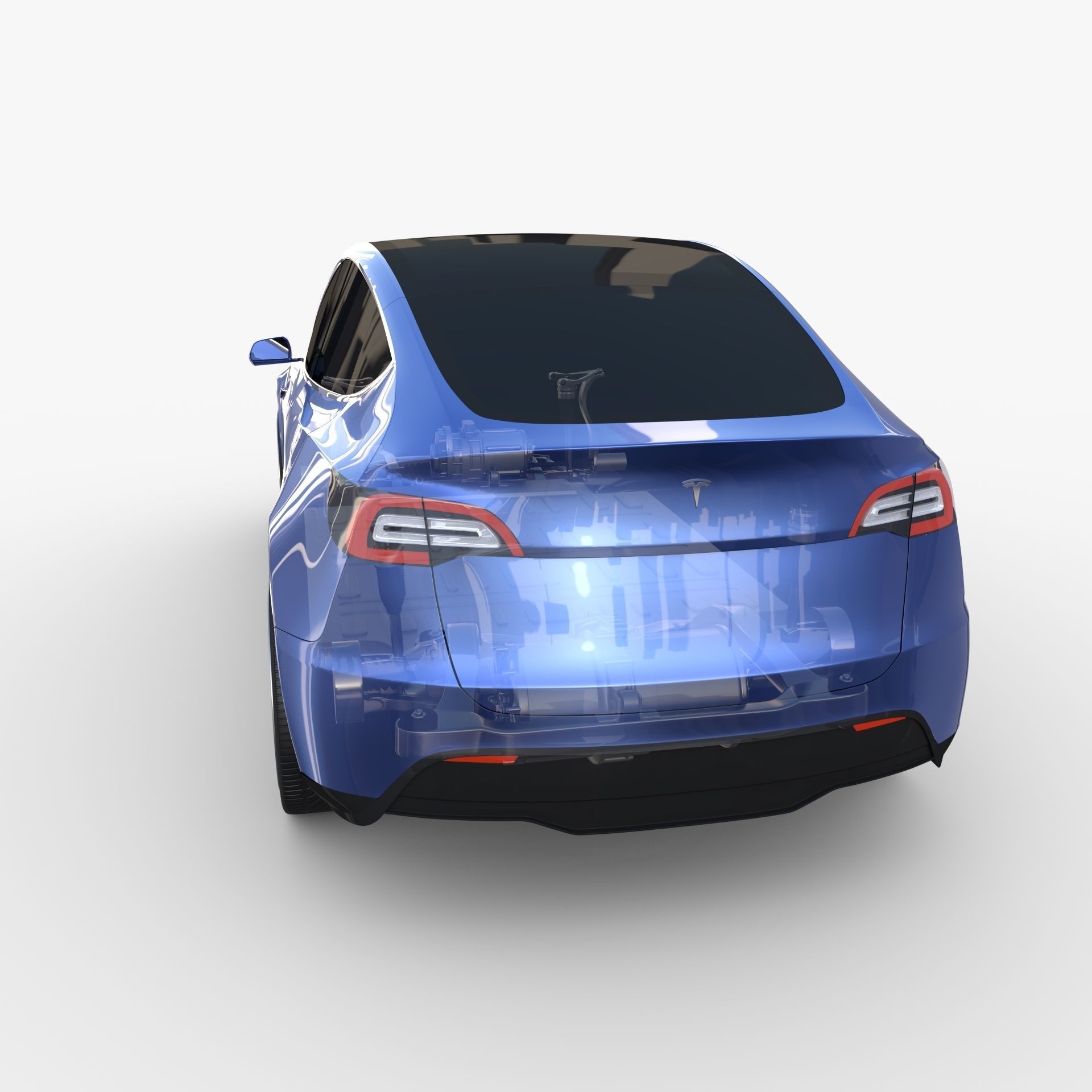 Tesla Model Y AWD Blue with chassis 3D model_42