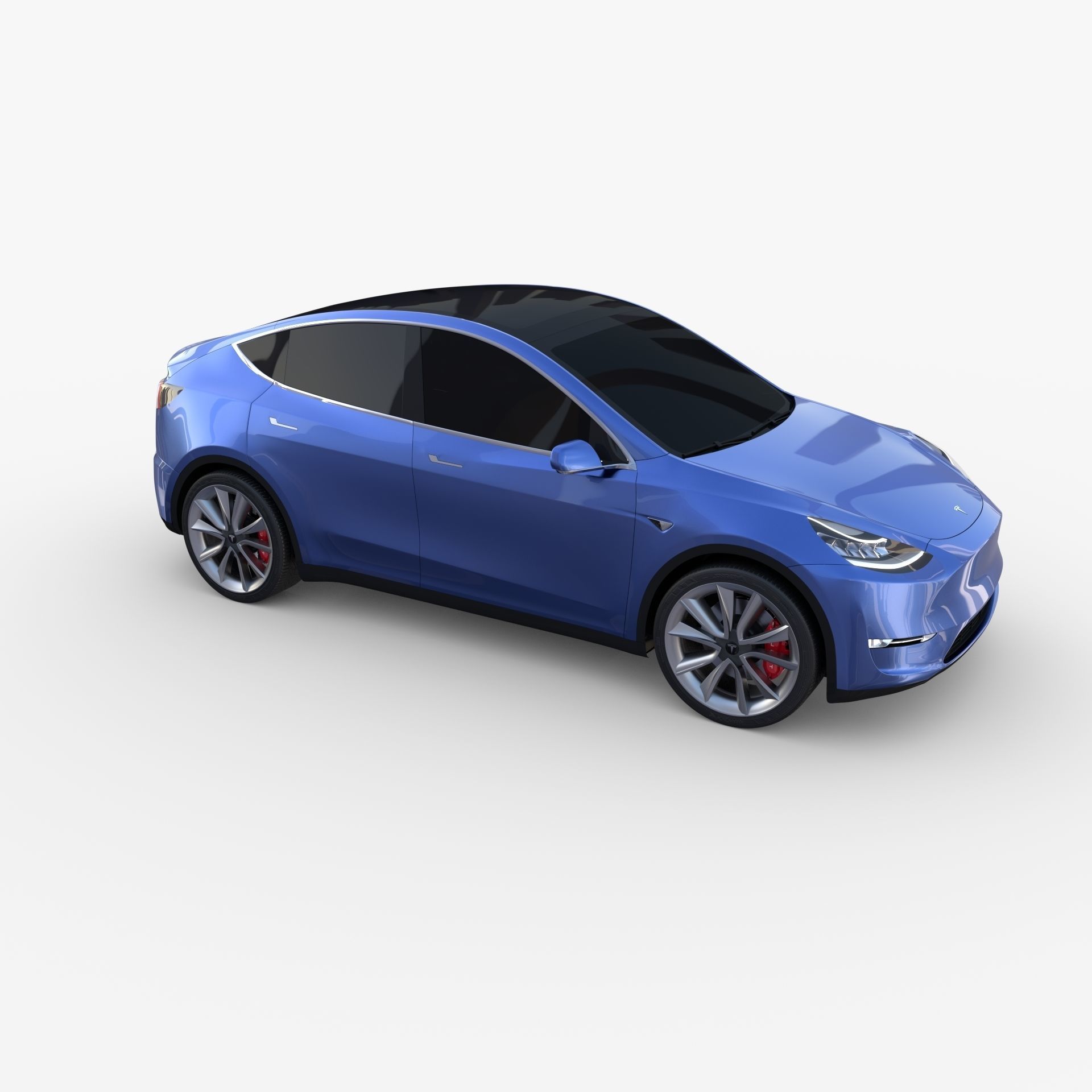 Tesla Model Y AWD Blue with chassis 3D model_13