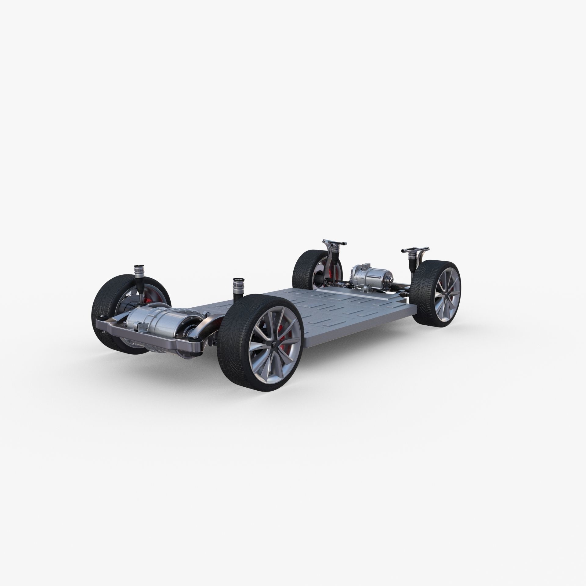 Tesla Model Y AWD Blue with chassis 3D model_21