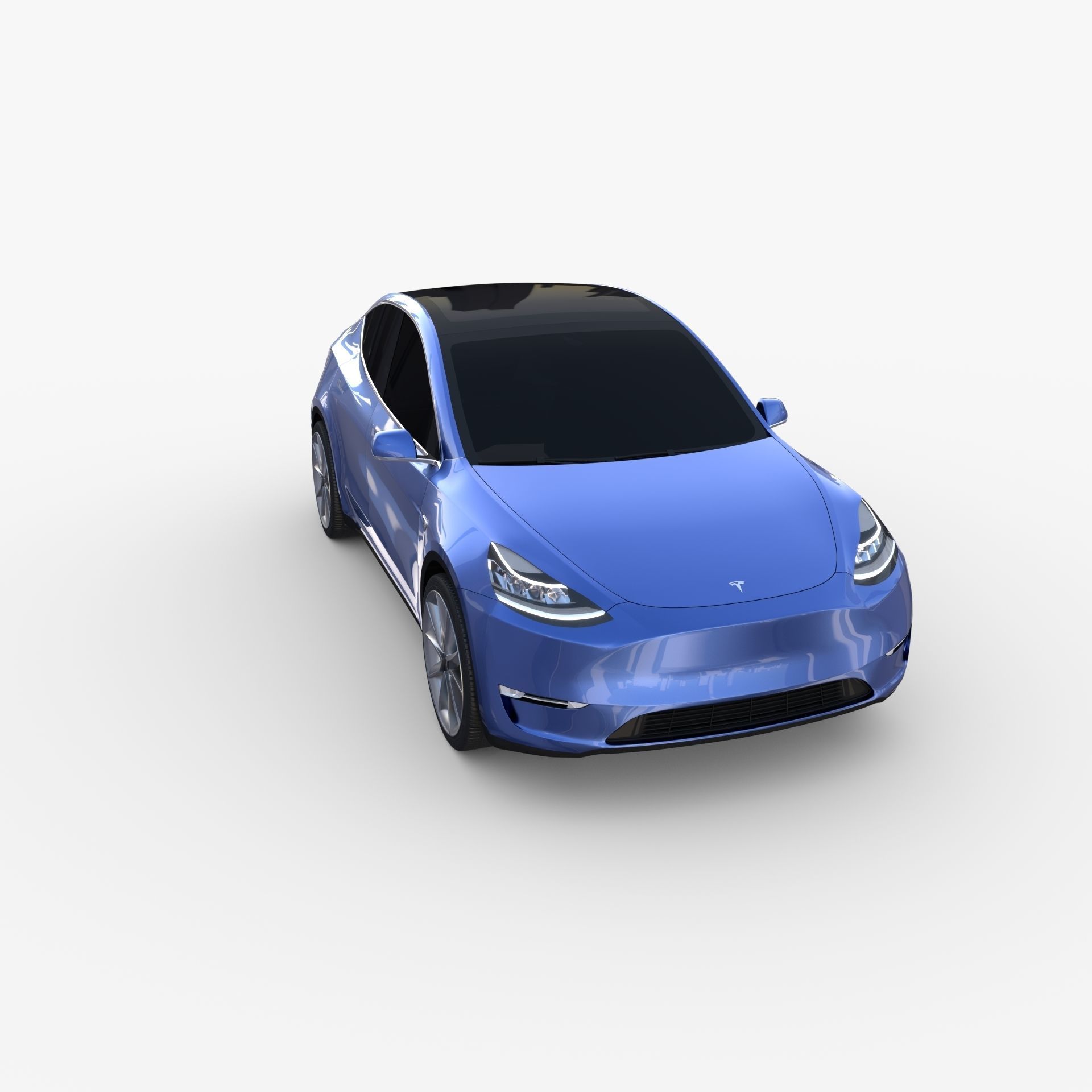 Tesla Model Y AWD Blue with chassis 3D model_14