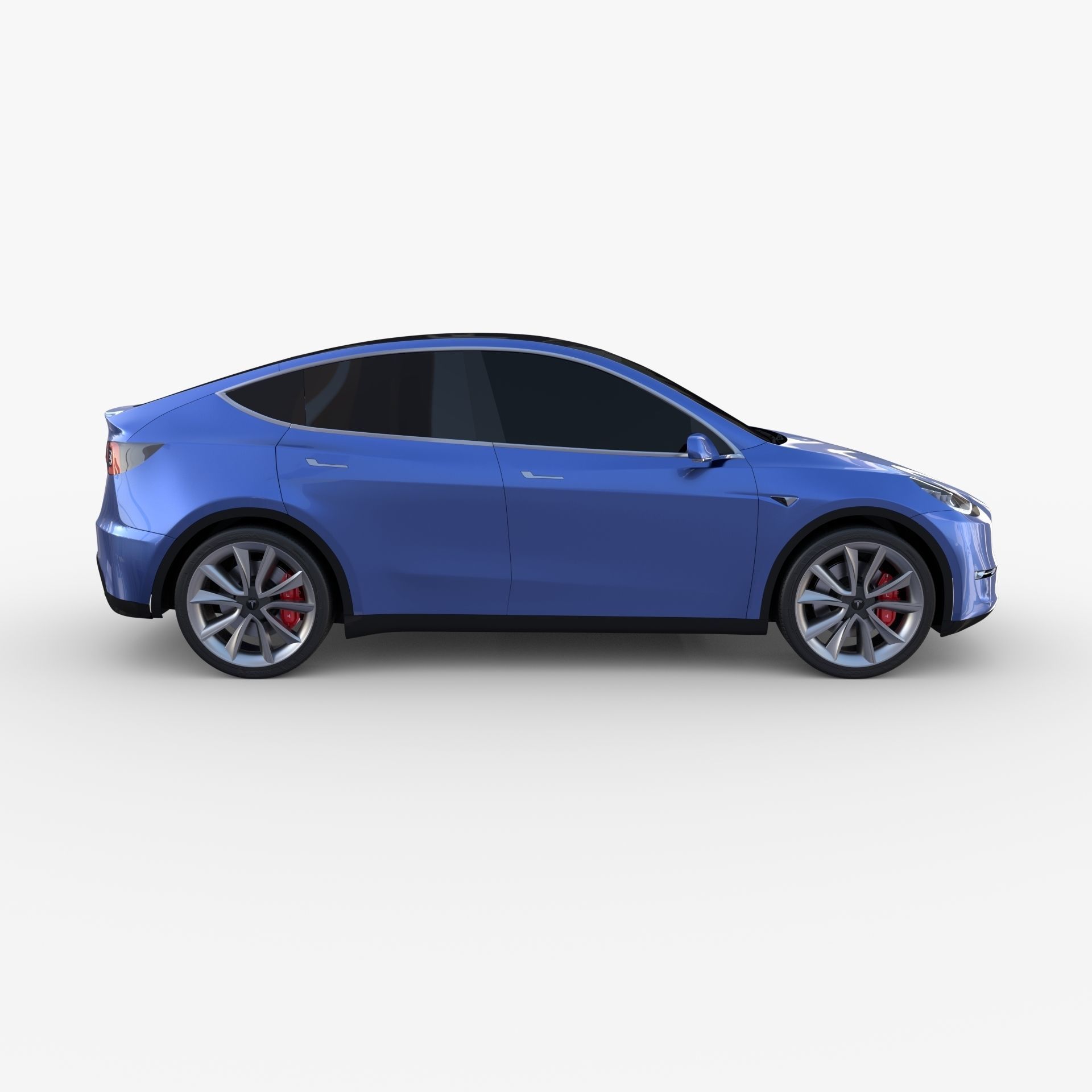 Tesla Model Y AWD Blue with chassis 3D model_6