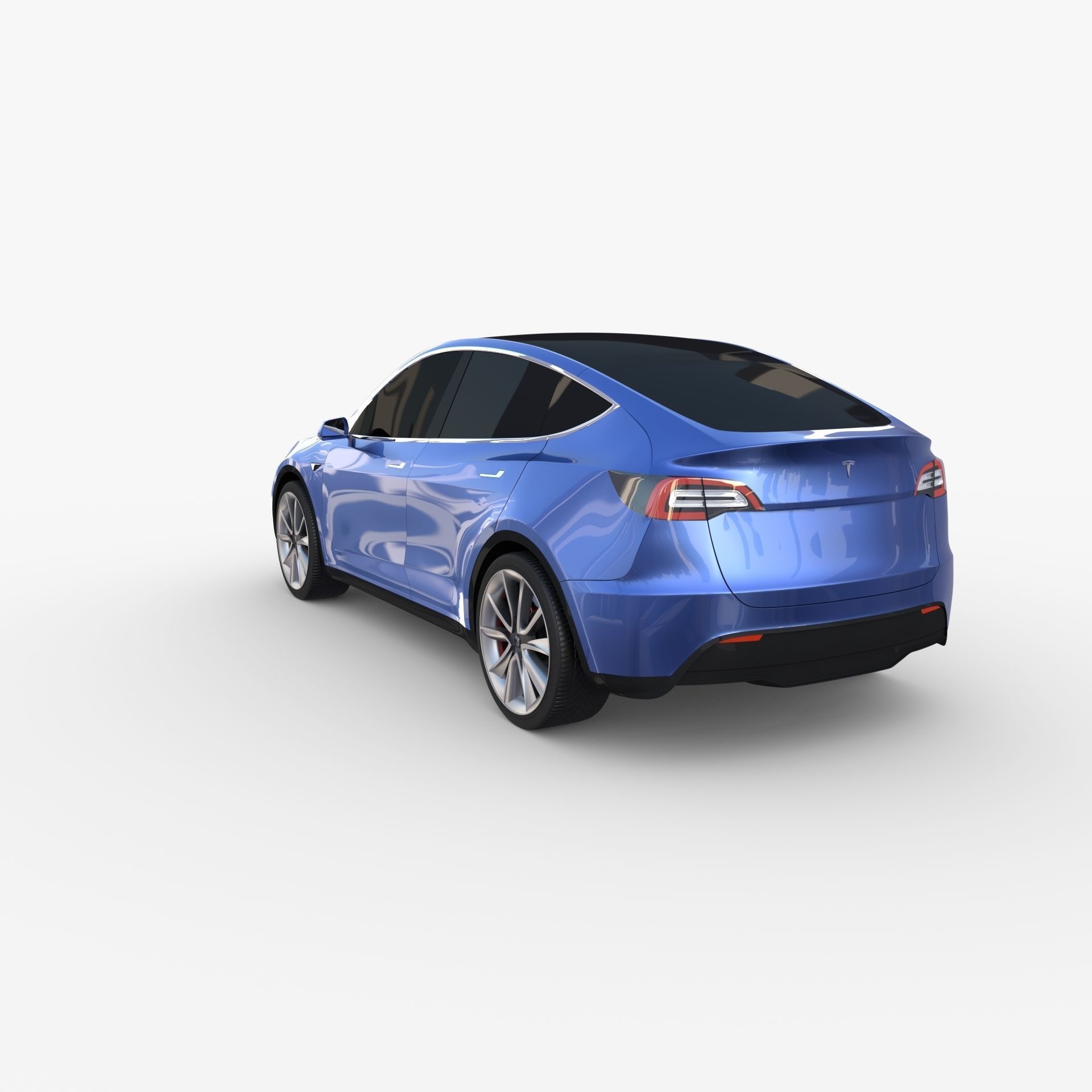 Tesla Model Y AWD Blue with chassis 3D model_3