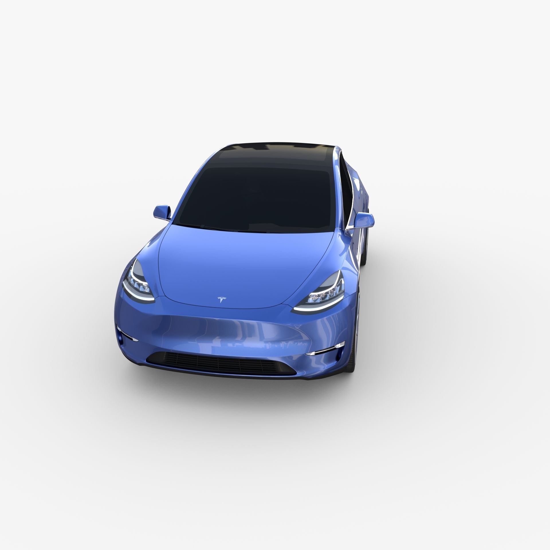 Tesla Model Y AWD Blue with chassis 3D model_7