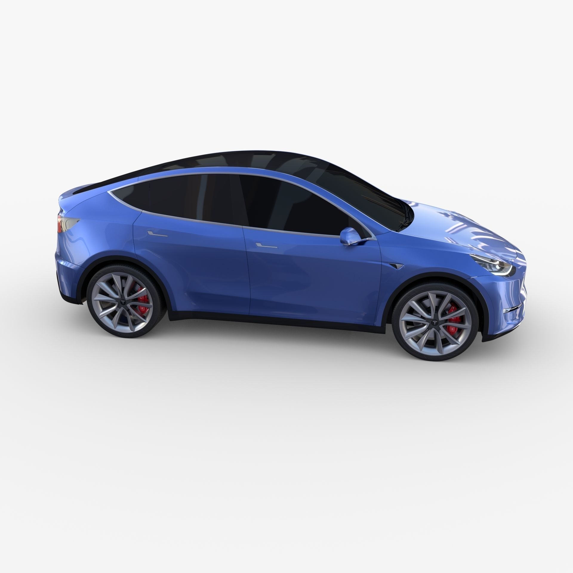 Tesla Model Y AWD Blue with chassis 3D model_12