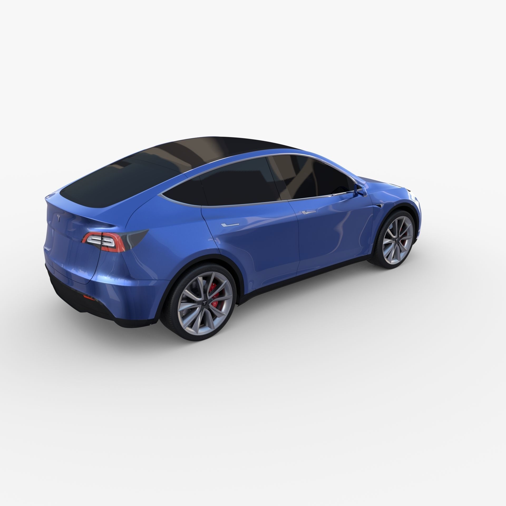 Tesla Model Y AWD Blue with chassis 3D model_11