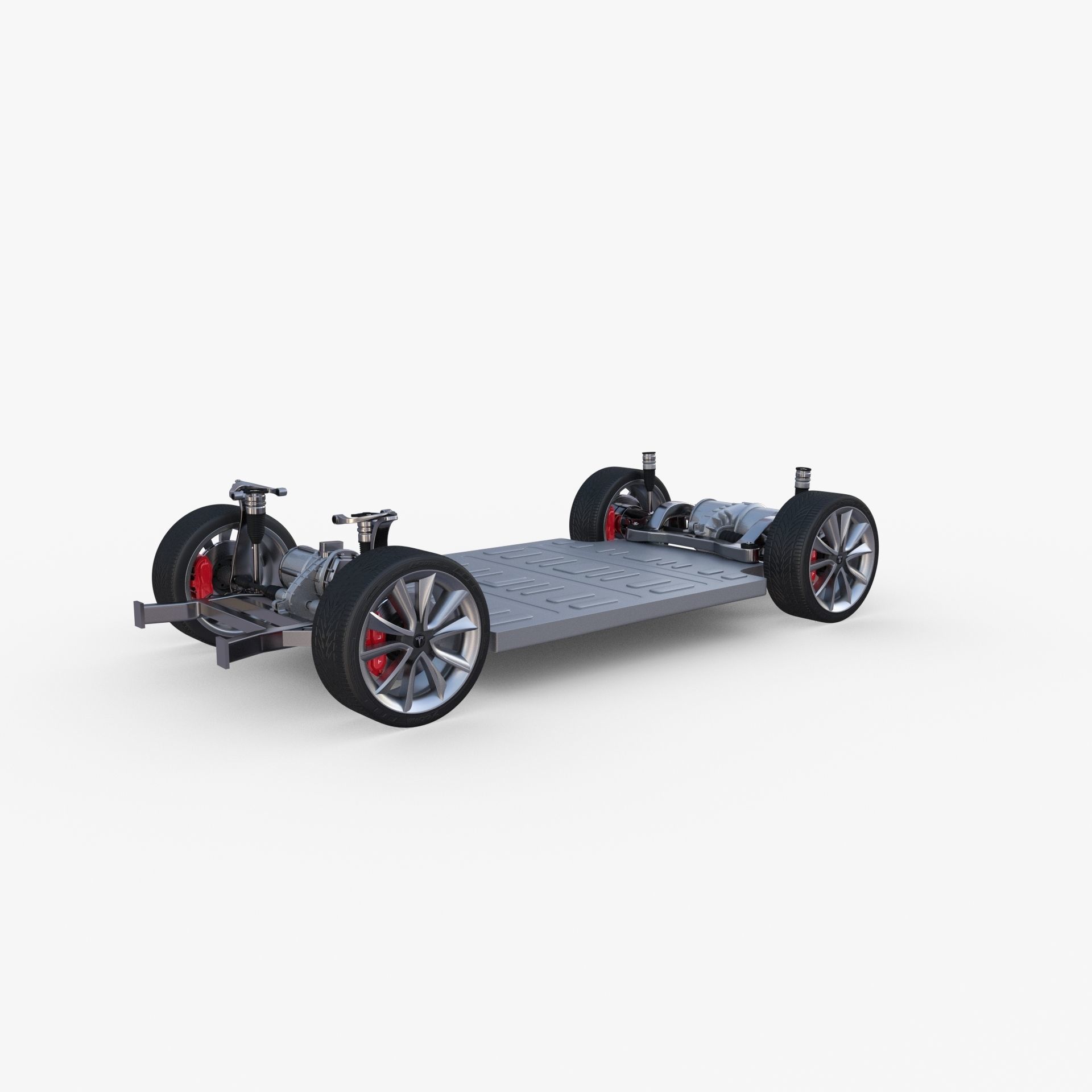 Tesla Model Y AWD Blue with chassis 3D model_20