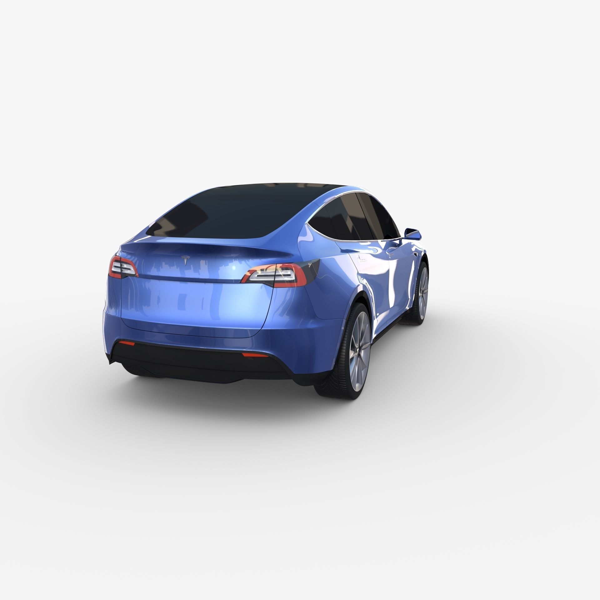 Tesla Model Y AWD Blue with chassis 3D model_4