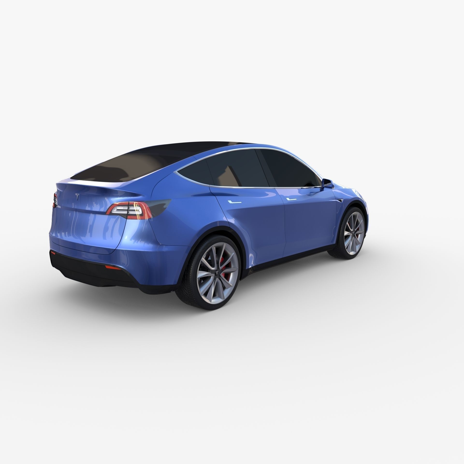 Tesla Model Y AWD Blue with chassis 3D model_5