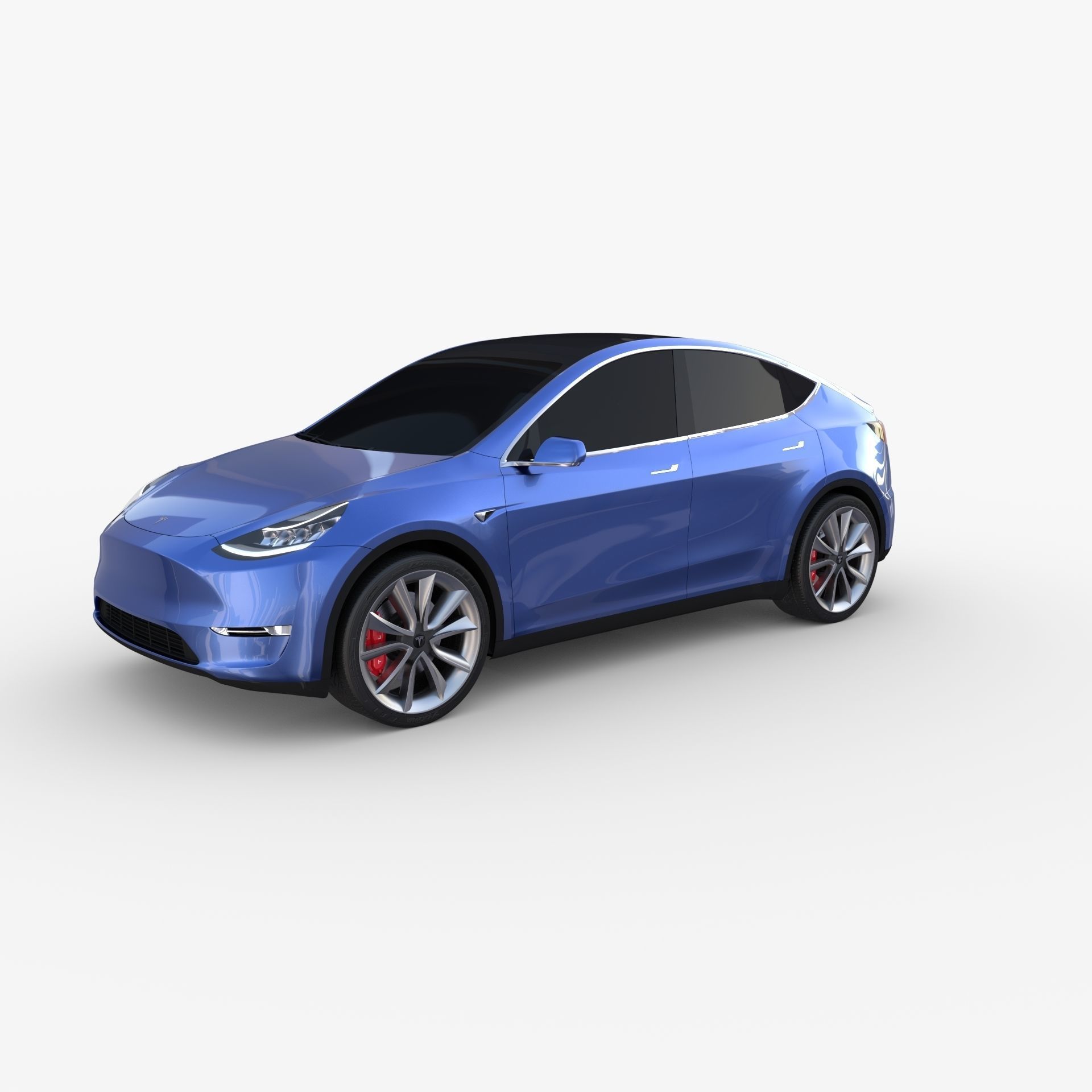 Tesla Model Y AWD Blue with chassis 3D model_2