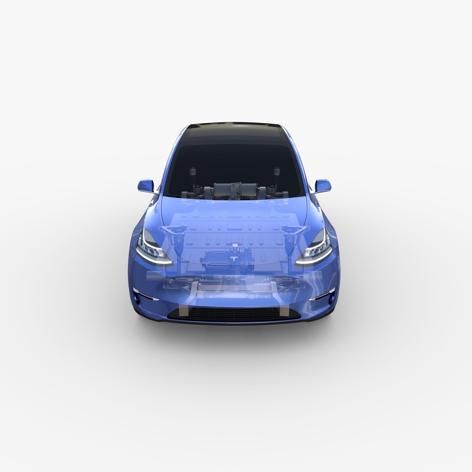 Tesla Model Y AWD Blue with chassis 3D model_31