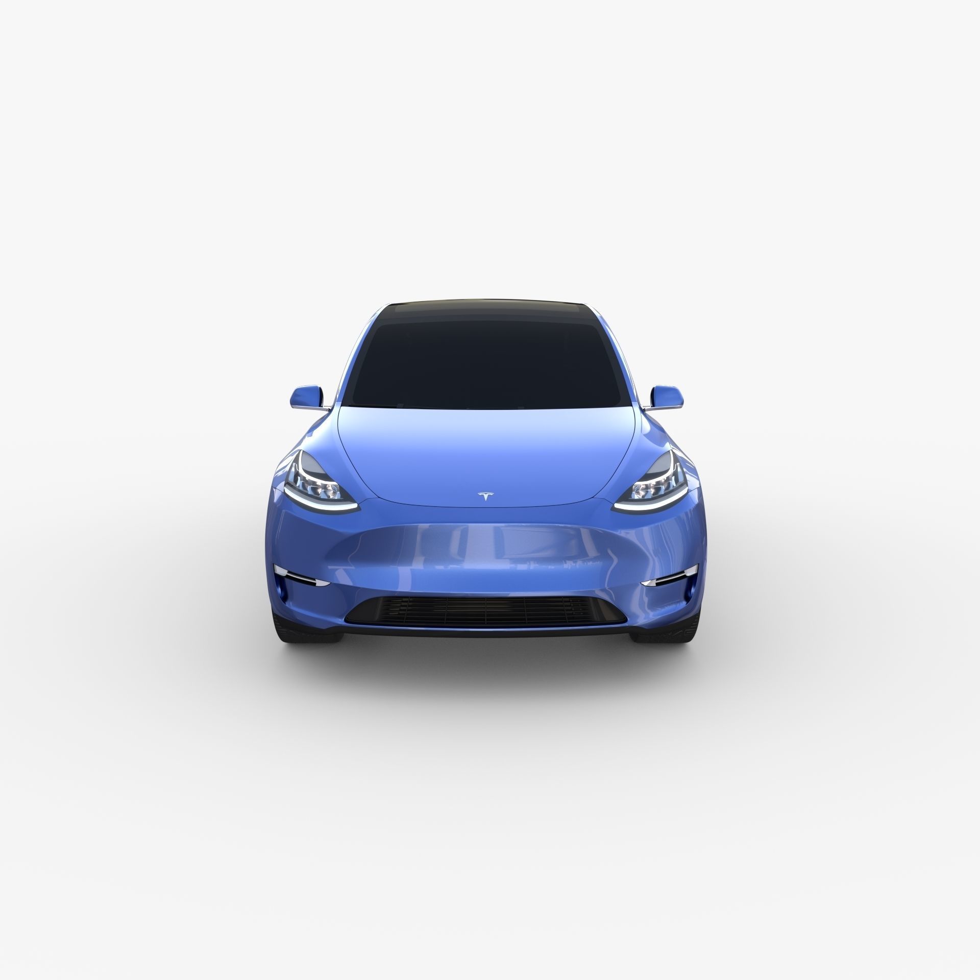Tesla Model Y AWD Blue with chassis 3D model_1