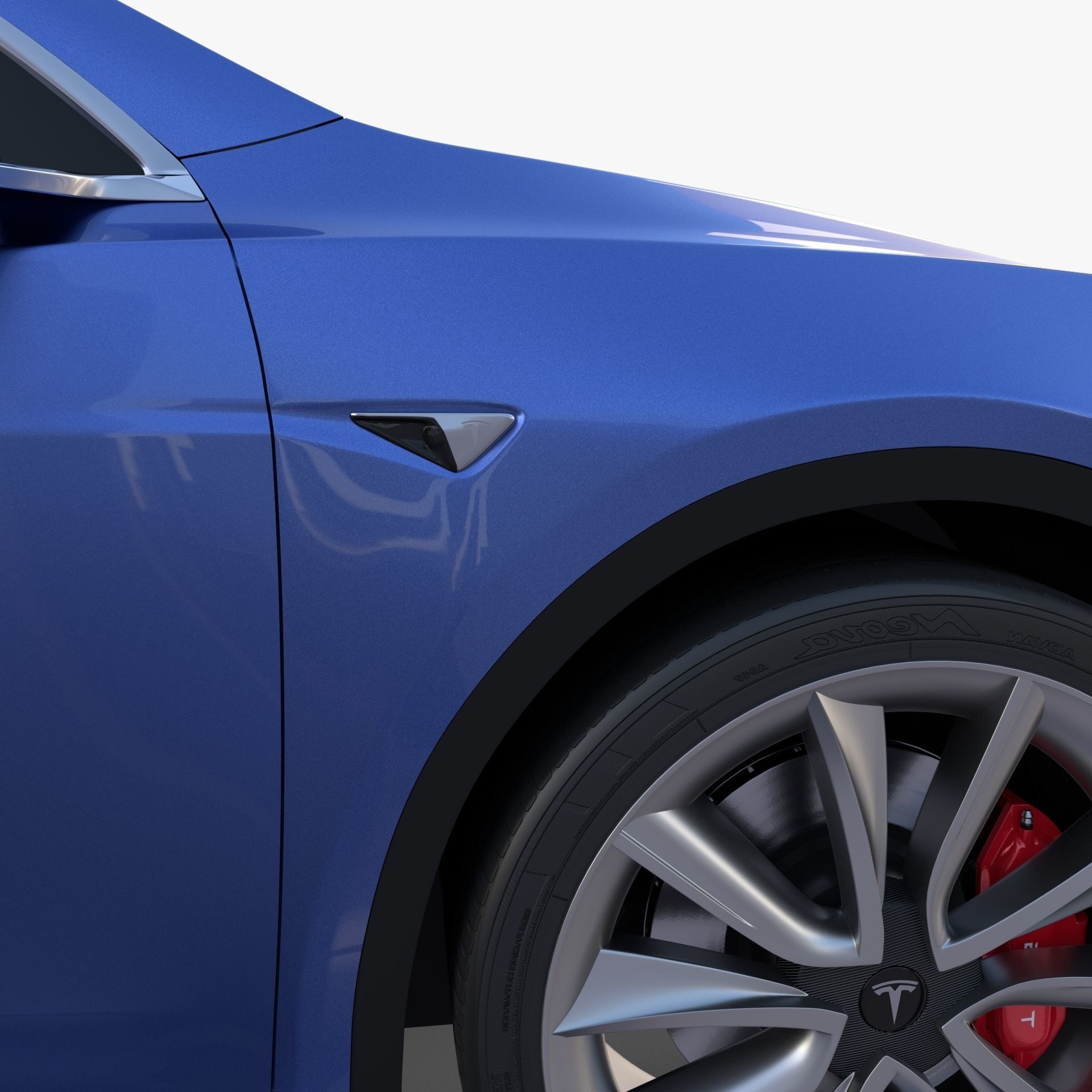 Tesla Model Y AWD Blue with chassis 3D model_17
