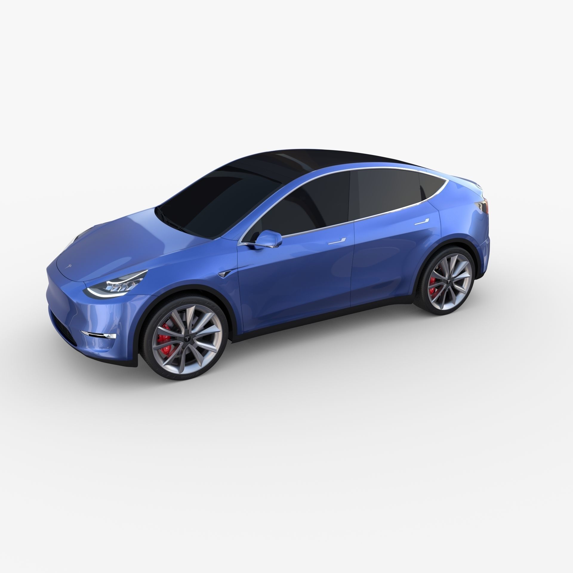 Tesla Model Y AWD Blue with chassis 3D model_8