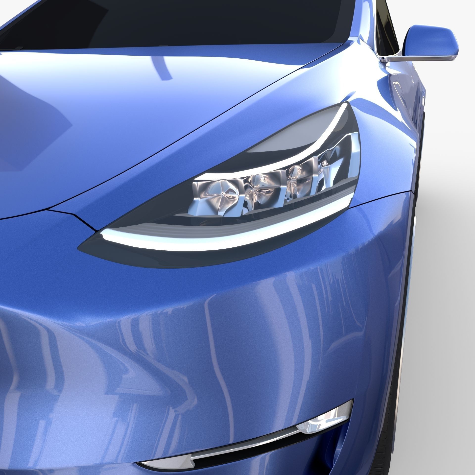 Tesla Model Y AWD Blue with chassis 3D model_18