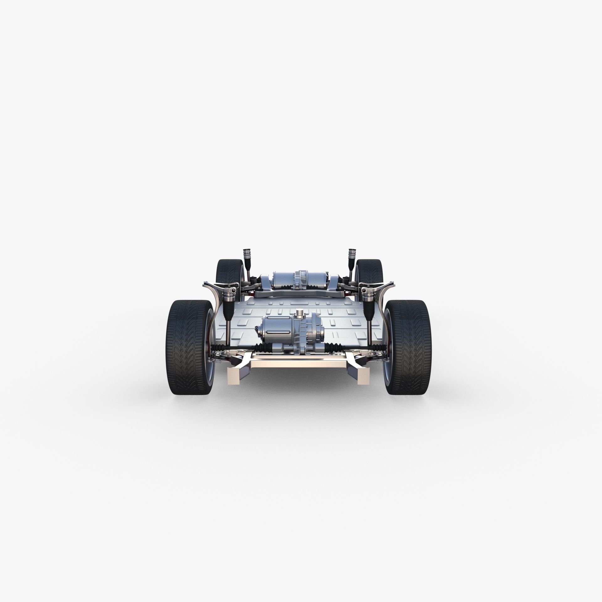 Tesla Model Y AWD Blue with chassis 3D model_19