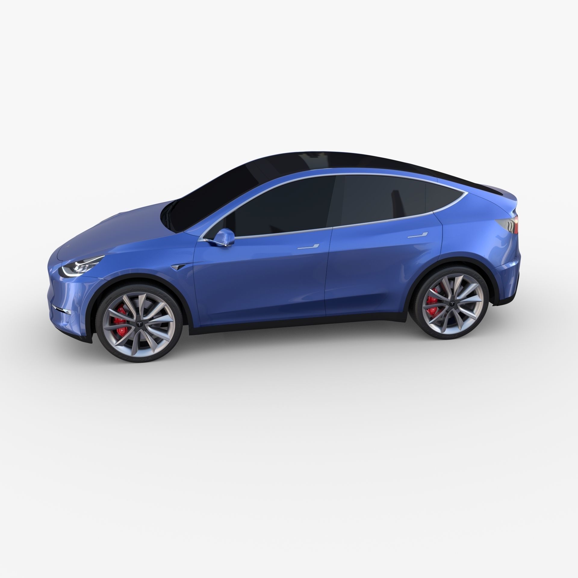 Tesla Model Y AWD Blue with chassis 3D model_9