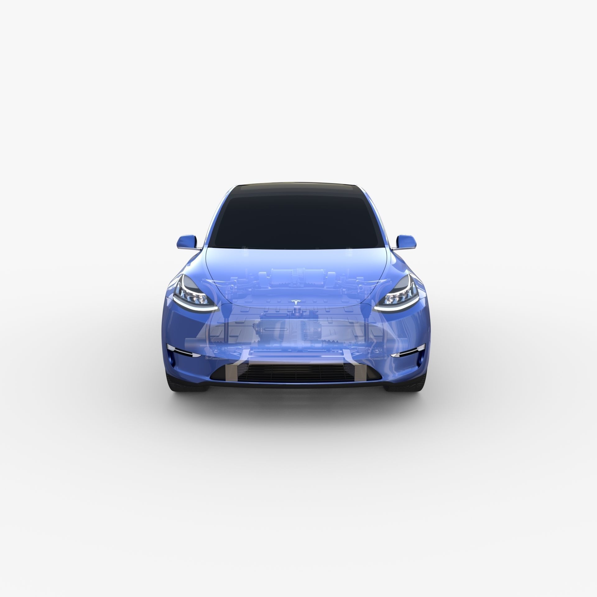 Tesla Model Y AWD Blue with chassis 3D model_23