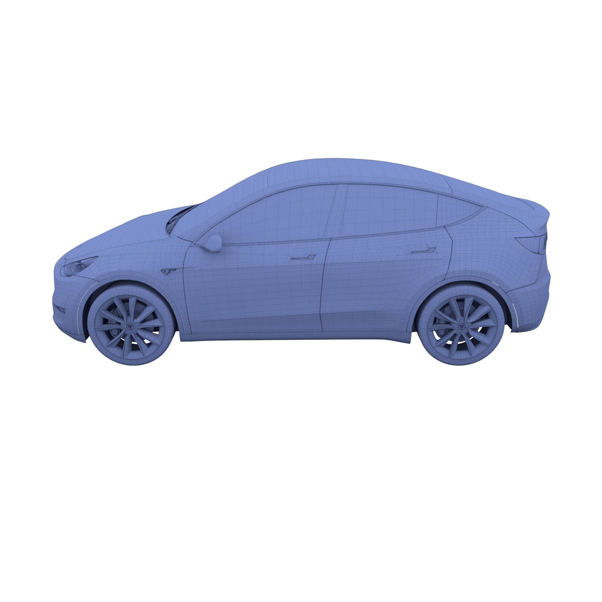Tesla Model Y AWD Blue with chassis 3D model_44