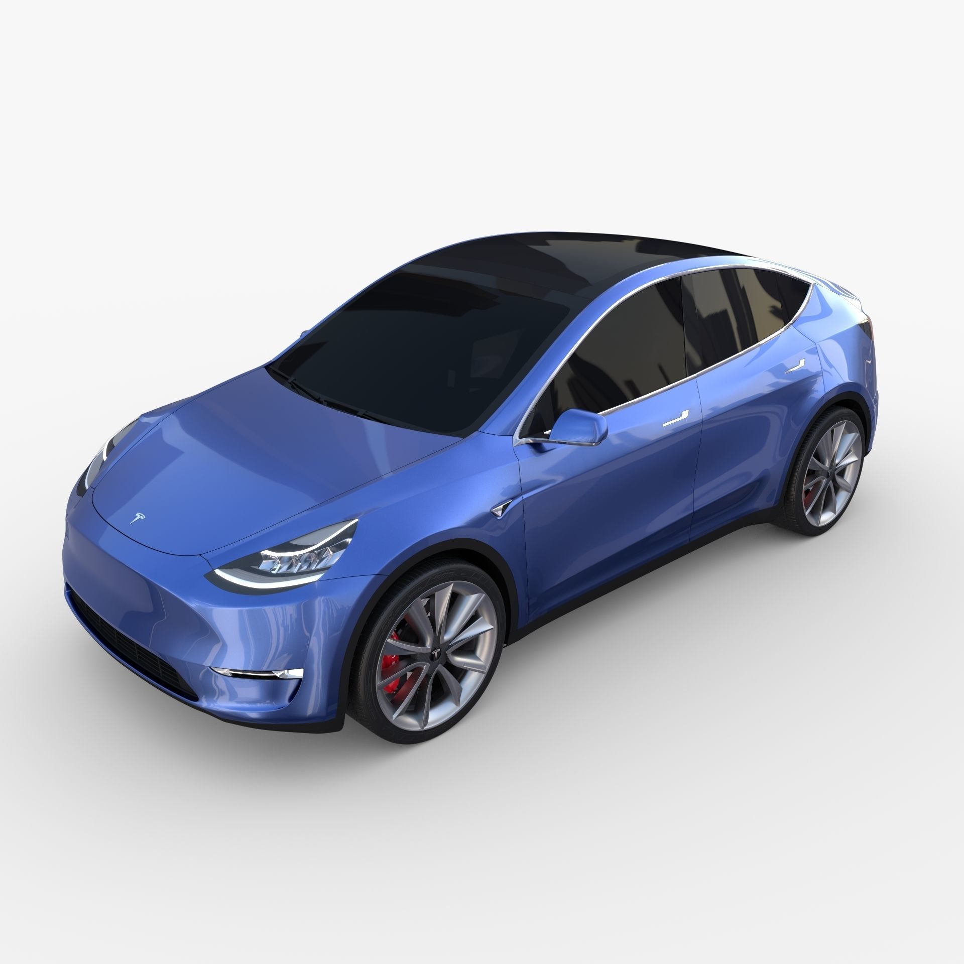 Tesla Model Y AWD Blue with chassis 3D model_15