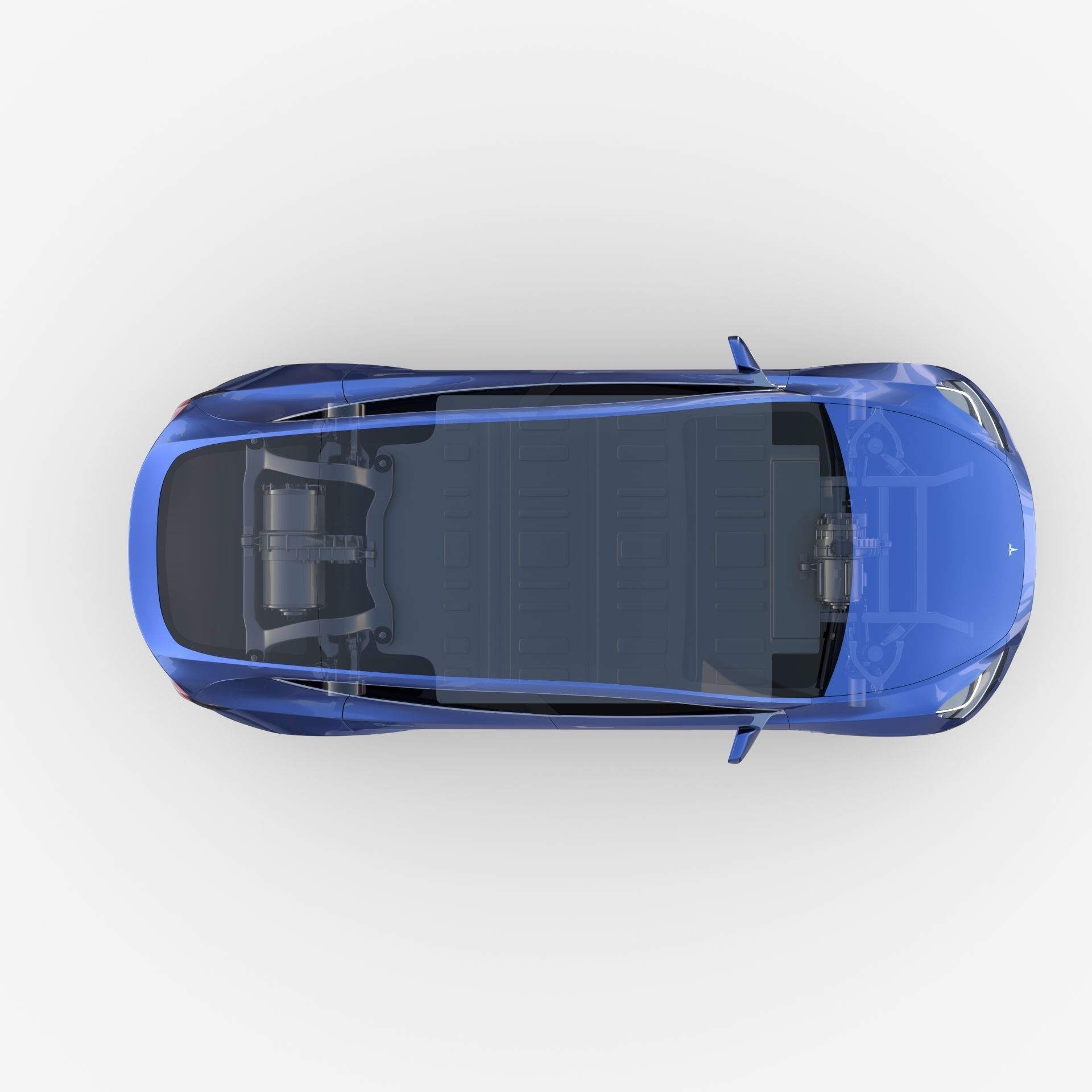 Tesla Model Y AWD Blue with chassis 3D model_41