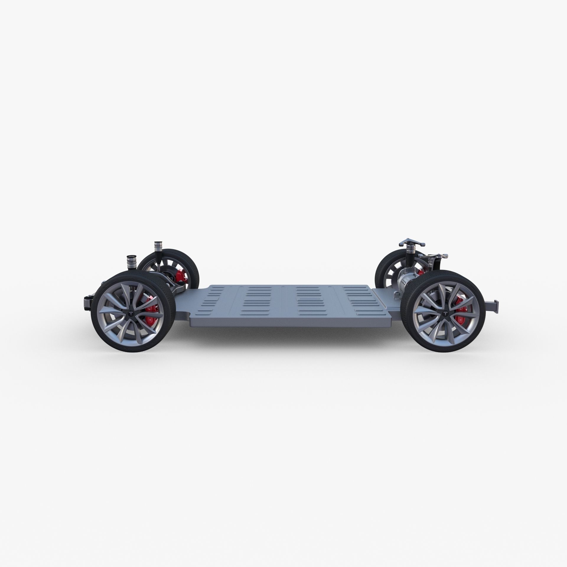 Tesla Model Y AWD Blue with chassis 3D model_22