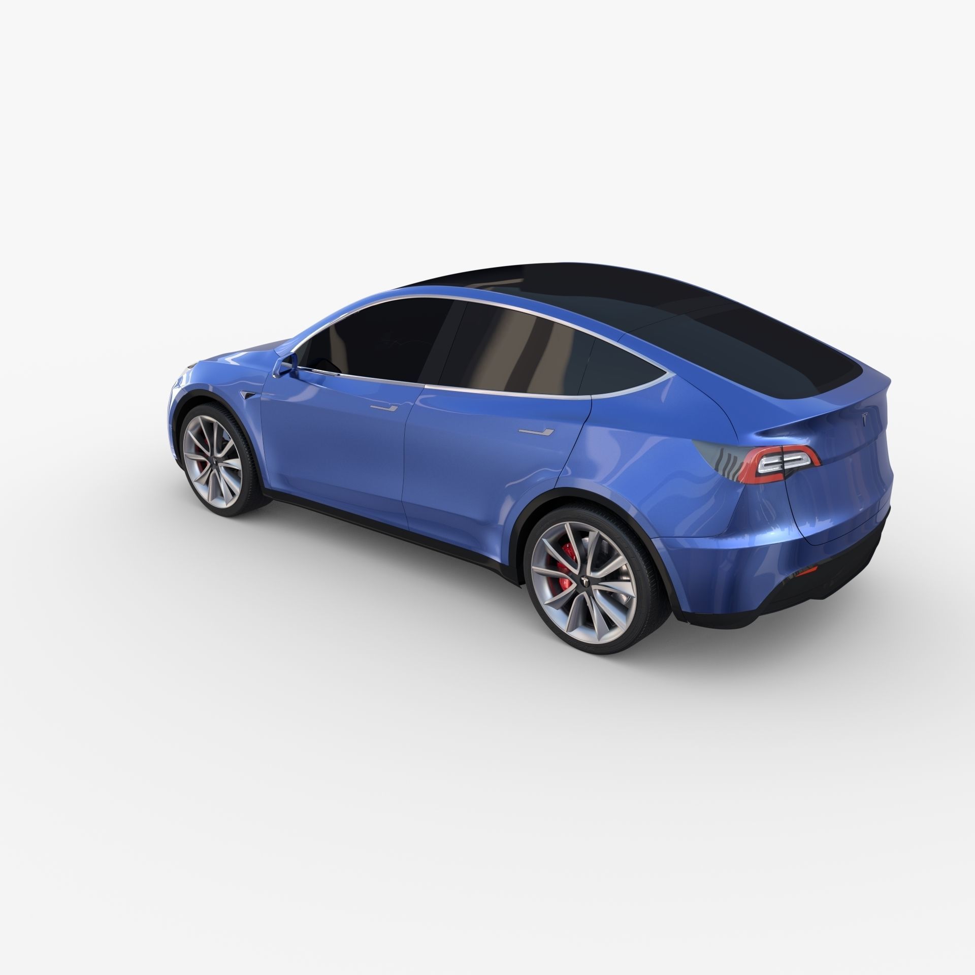 Tesla Model Y AWD Blue with chassis 3D model_10
