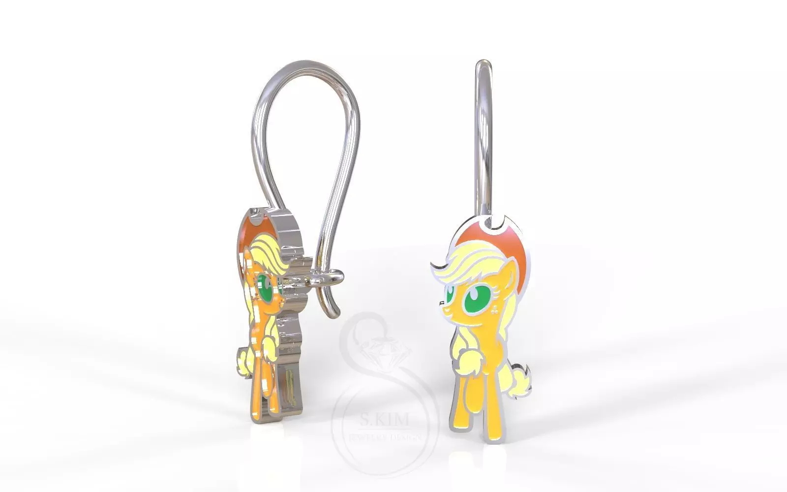 Applejack pony kid earrings  3D print model_0